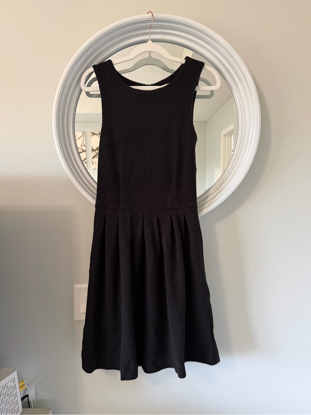 Ganni Black Sleeveless Textured Fit-and-Flare Dress
